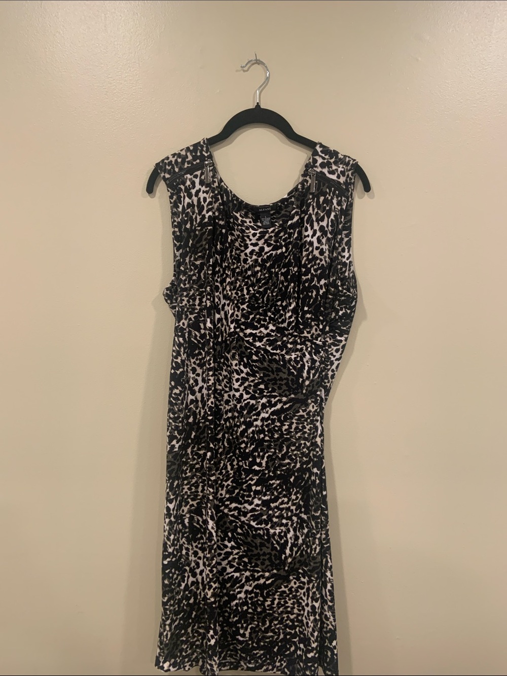 Alfani Black and White Animal-Print Midi Dress